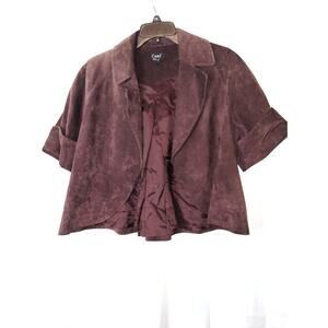 Cami Open Front cropped short sleeve genuine leather jacket